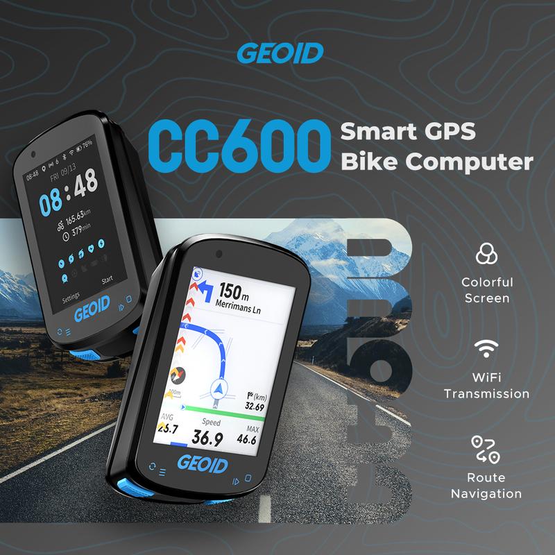 Велокомпьютер Geoid CC600 Цветной экран Умная навигация GPS Беспроводной велоспидометр WIFI ANT+ 11 Языков Велосипедный одометр