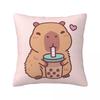 Cute Capybara Loves Drinking Bubble Tea Square Pillowcase Pillow Cover Cushion Zip Decorative Throw Pillow for Home Bedroom