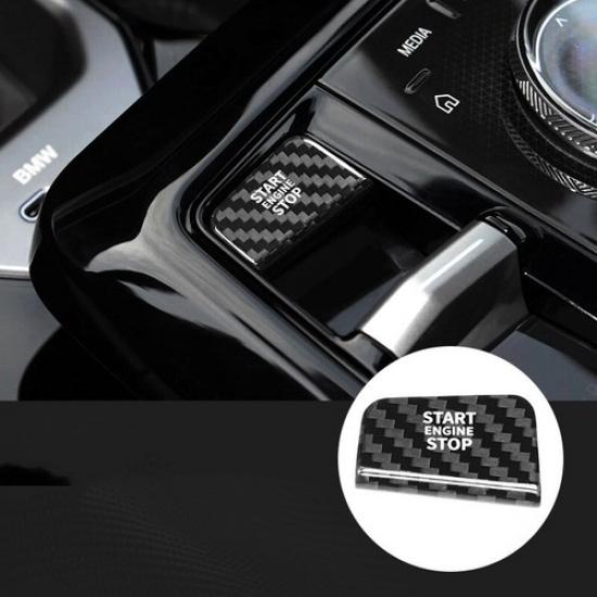 Hard Carbon Fiber Car Central Engine Start Button Sticker For BMW 5 7 2024 2025