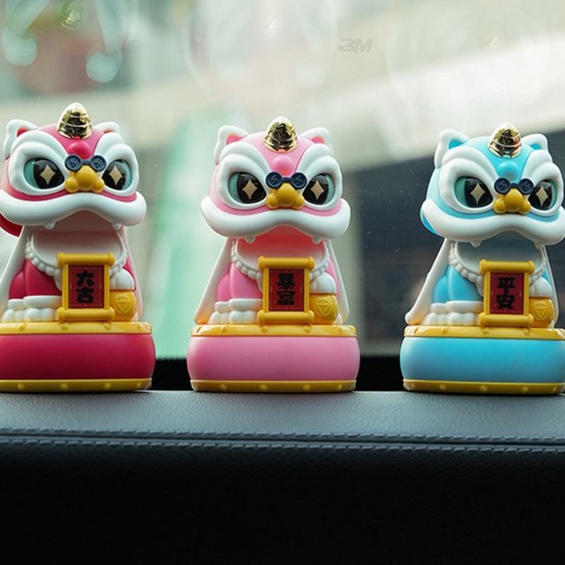 Солнечная качающаяся фигурка льва На солнечной энергии Болванчик Танцующий лев Для стола Приборных панелей автомобиля Добавьте Традиции и Удачи