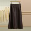 DU's Ace High-Waisted Korean A-Line Leather Midi Skirt - Autumn Collection