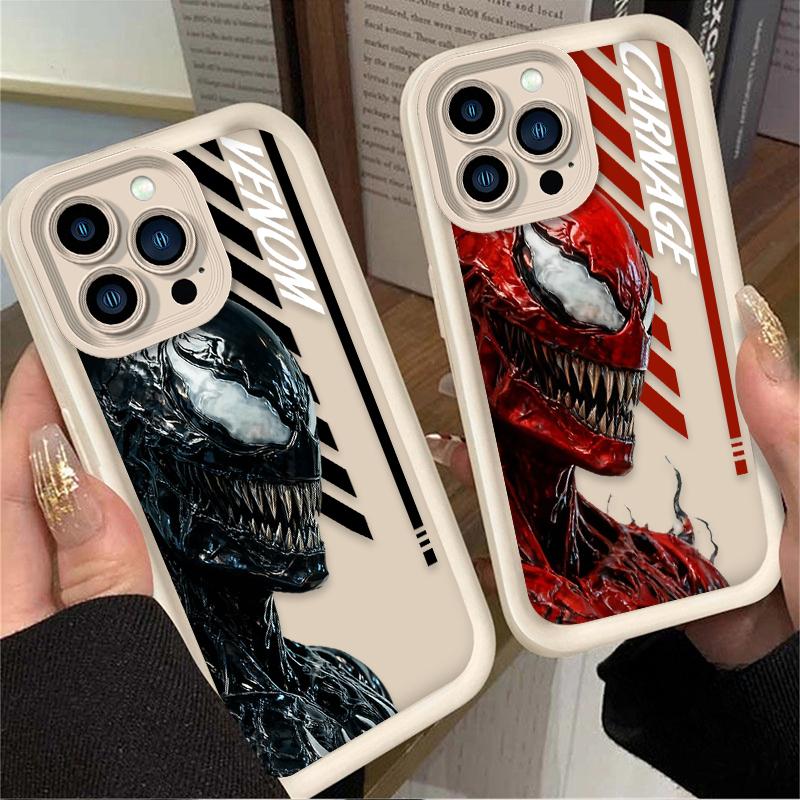 Marvel Venom Carnage Phone Case For iPhone 17 Air 16 16E 15 14 13 12 11 Pro Max X XS X S Max XR SE 2020 SE4 7 8 Silicone Cover
