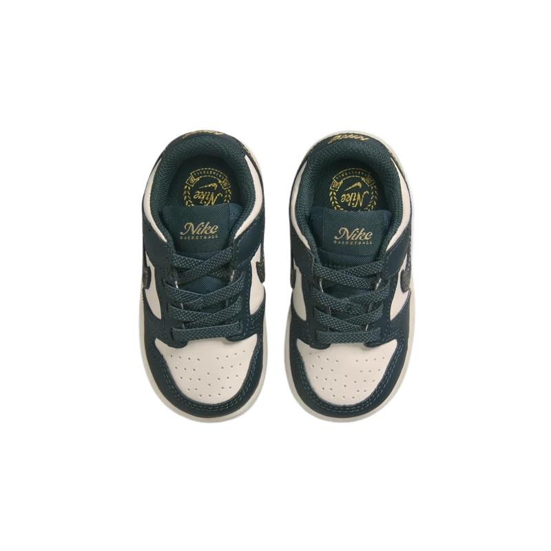 Nike Dunk Low top Toddler Shoes Dark Jungle Green, Ivory White, Vintage Green Infant And Toddler FB9107-301