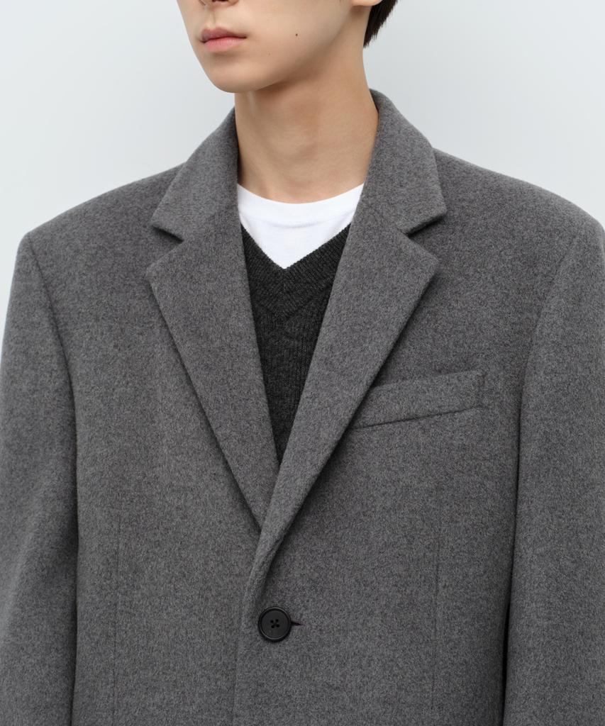 Musinsa Standard Cashmere Blend Masculine Chesterfield Long Coat [Medium Grey]