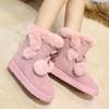 Fashion Women's Boots 2024 New Winter Cold-proof Warm Ladies Snow Boots Non-slip Thick Sole Pink Plush Short Boots Botas Mujer