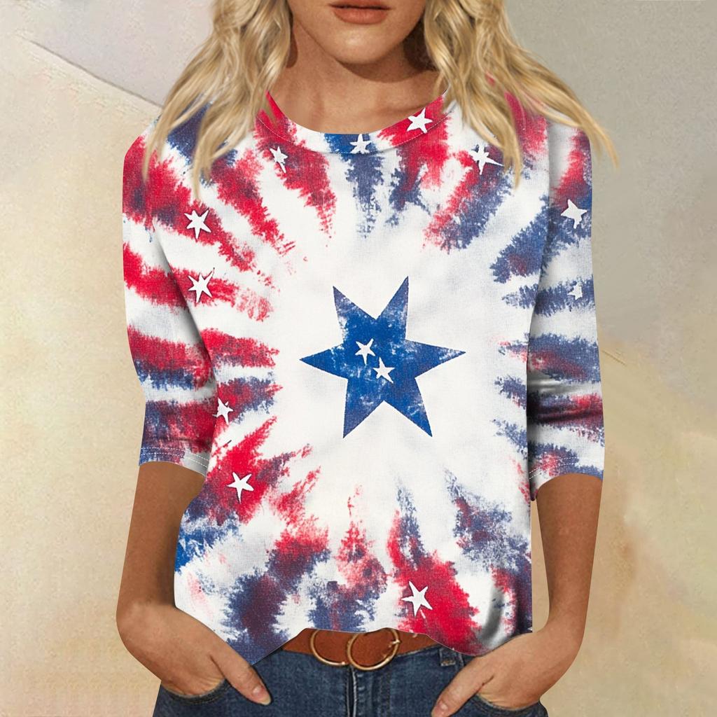 Женская футболка Повседневная футболка с принтом «День независимости», джемпер с круглым вырезом