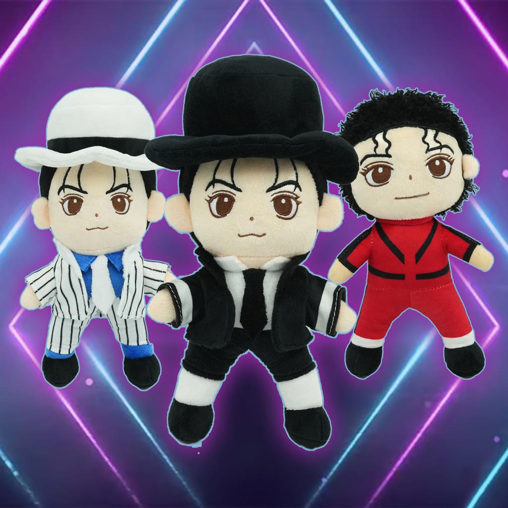 New Michael Plush Doll Cool Star Classic White Stripe Suit Stuffed Doll Singer Peripherals Plushie Fans Birthday Gifts