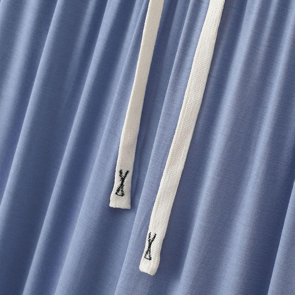 Женский пижамный комплект с высоким воротником и длинным рукавом с защитой плеч - Мягкий, гладкий, больших размеров, летняя одежда для сна