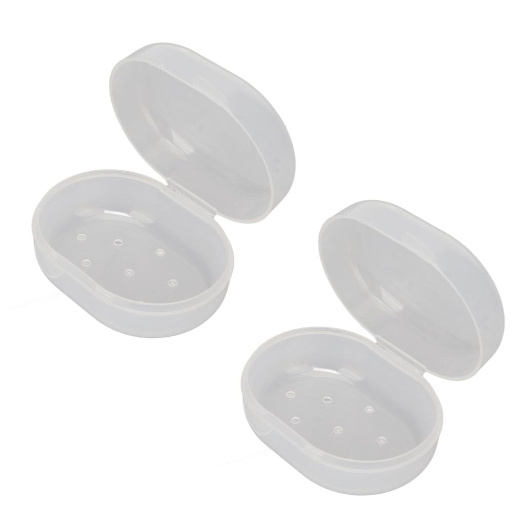 2pcs Swimming Earplug Storage Box Buckle Closure Breathable Holes Earplugs Carry Case Transparent
