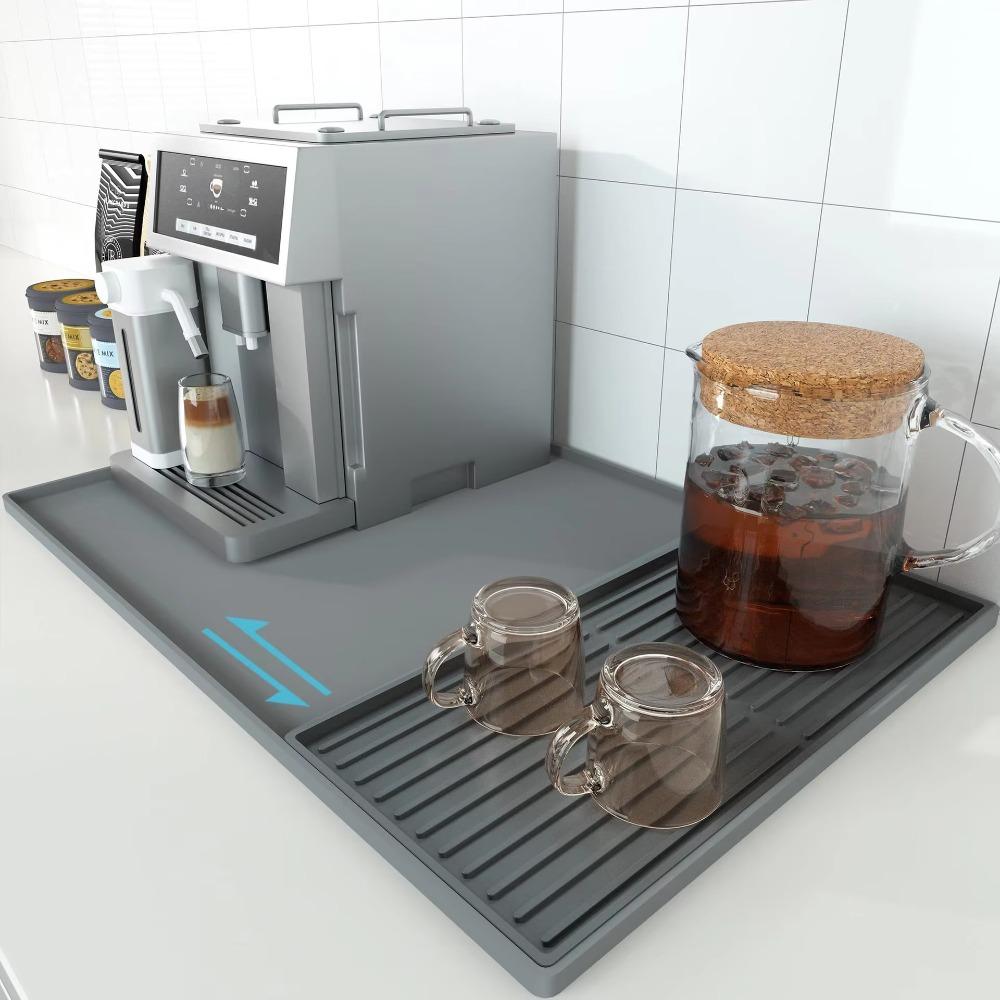 2 in 1 Silicone Coffee Machine Mat Non-Slip Countertop Protector Mat for Water Cup Mug