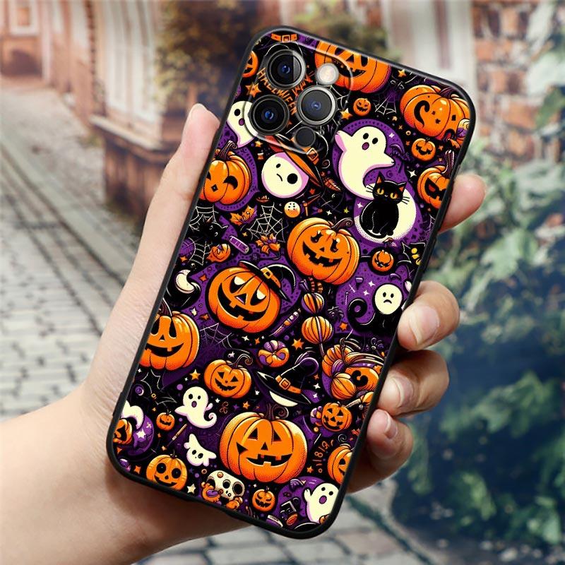 Счастливого Хэллоуина Кот Тыква Чехол для телефона для Apple iPhone 17 16 15 14 13 12 11 Pro Max 16 Plus 17Air 17PM Задняя крышка Силиконовый Funda