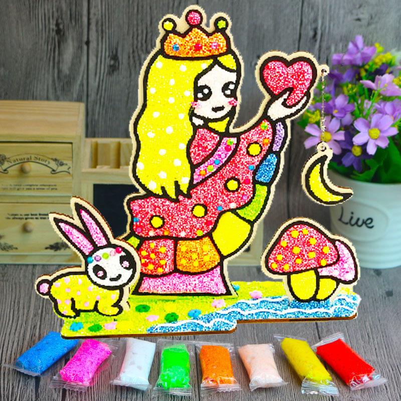 3D Wood Snowflake Clay Painting Children DIY Creative Colorful Mud Painting Board Art Painting Tool Child