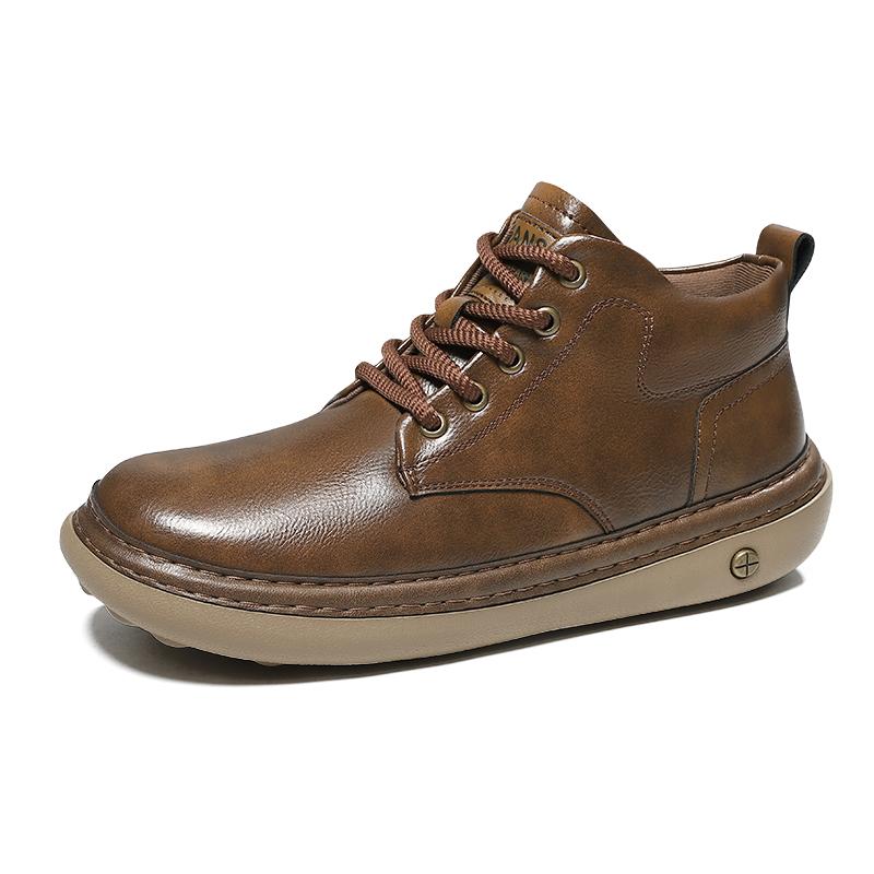 Ручная строчка Натуральная кожа Мужские ботинки Удобная повседневная кожаная обувь для мужчин Ботильоны Большой размер Рабочая обувь