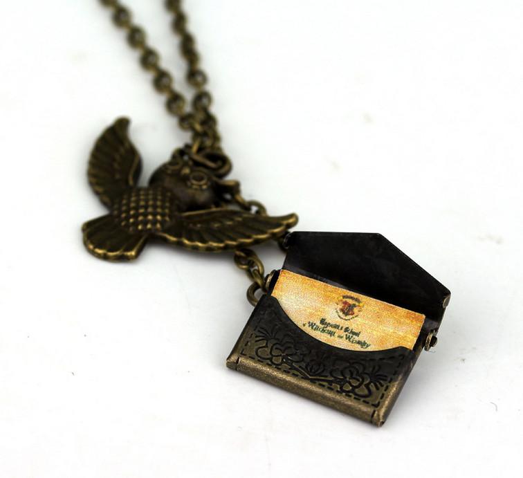 Harry Potter Vintage Copper Owl With Acceptance Letter Pendant Locket Necklace For Gothic Fashion Fans