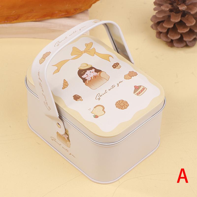 Рождественская жестяная коробка для печенья, подарочная упаковка, банка для конфет, контейнеры для хранения мультфильмов, сладкие праздничные принадлежности с ручкой