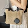 Korean Contrast Woven Tote Bag Women's 2025 New Retro Beach Vacation Shoulder Bag Large-capacity Straw Bag