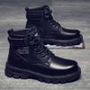 Fashion Men's High-top Boots Fashion Motorcycle Ankle Boots 2024 New Casual Leather Boots for Men Waterproof Platform Boot Botas Hombre