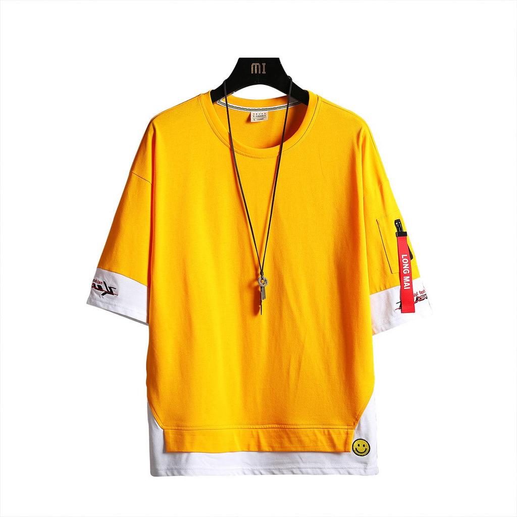 Мужская модная свободная хлопковая футболка в корейском стиле, летняя коллекция 2020 г.