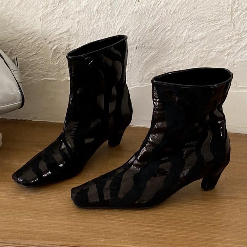 Fashion Novel Leopard Print Square Toe Ankle Boots Women Fashion Kitten Heel Designer Boots Sexy Party Stripping Shoes Zapatos De Mujer