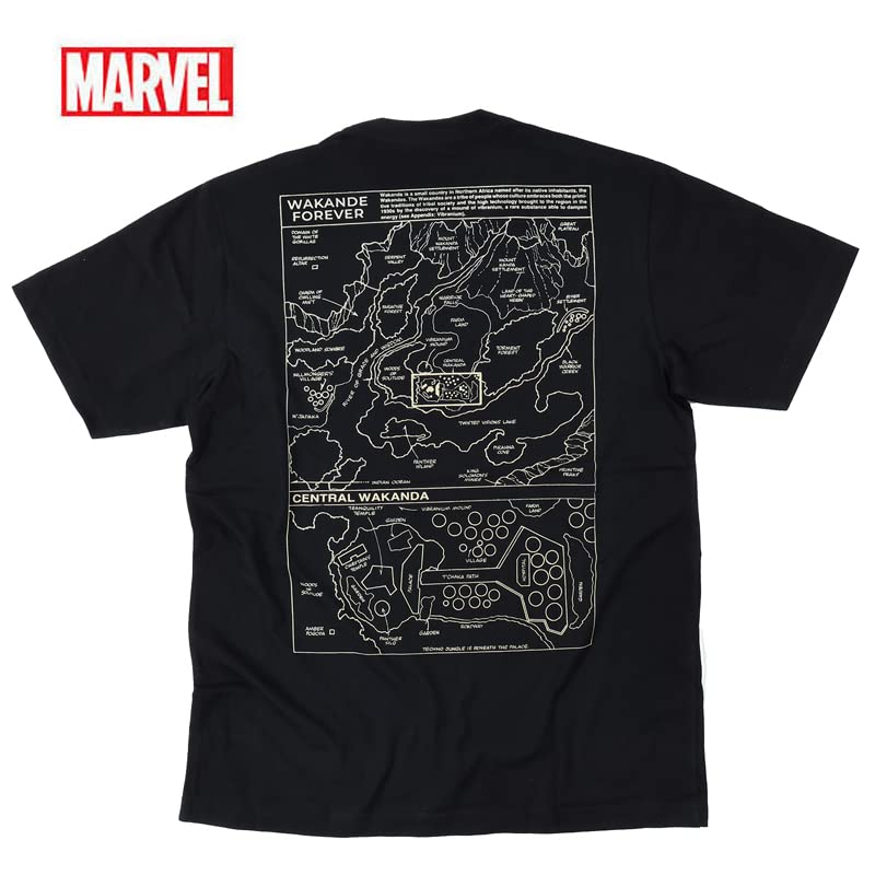 EVERSOUL Marvel T-Shirt, Short Sleeve, Black Panther, Avengers, Iron Man, Venom, Hulk, Movie Gift, Men's, Black, XL [Parallel Import]