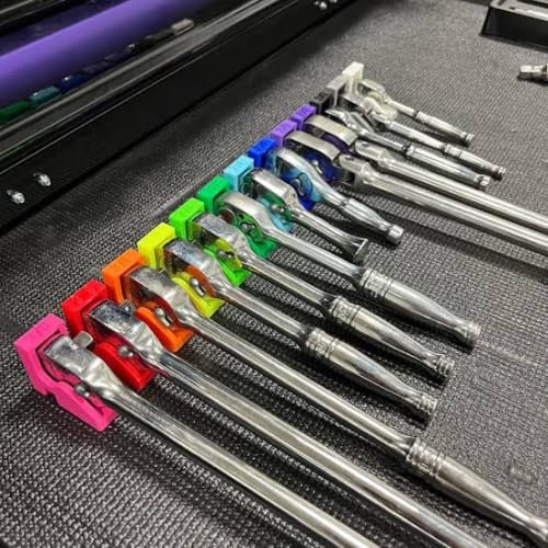 SJW ORGANIZERS Ratchet Organizer with Magnetic Mounting and Non-Slip Design (Lime Green, 3/8")