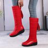 PU Down Boots Cold-resistant Winter Shoes Med Heels Size 44 Super Size Snow Boots Zipper Round Toe Keep Warm Thigh High Boots