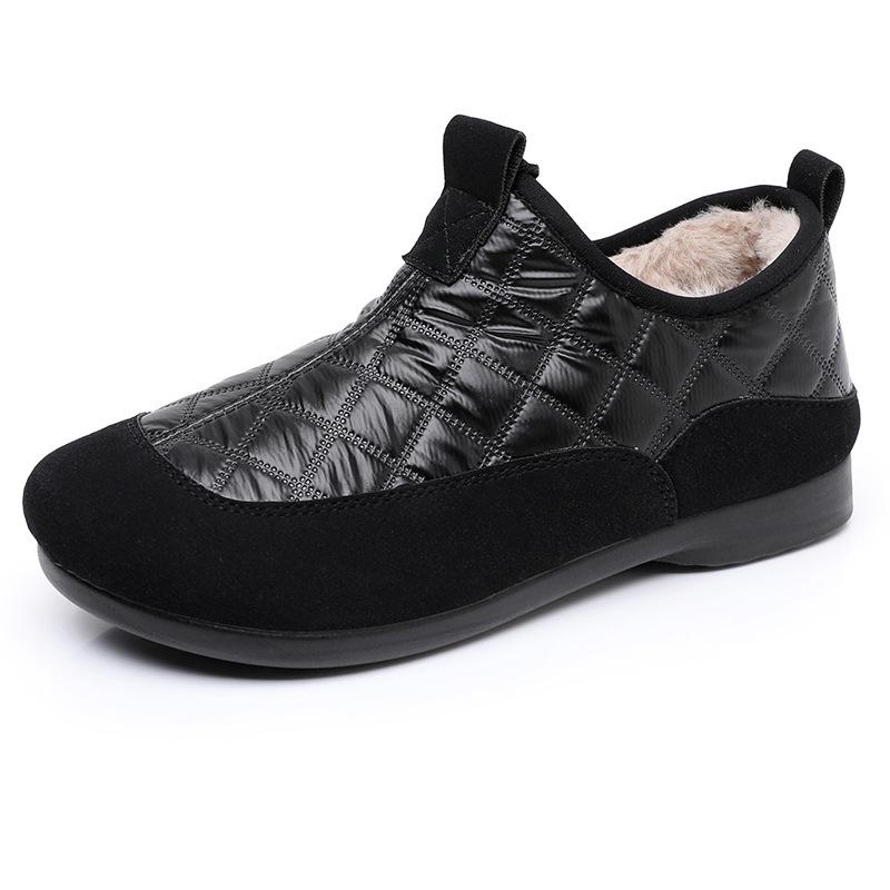 Зимние снегостойкие ботинки Slip-On 2024 года: Водонепроницаемая, теплая, повседневная обувь из хлопка в корейском стиле