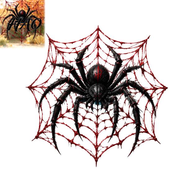 Spooky Door Stickers Scary Black Spider Static Window Clings, Web Glass Stickers, Reusable Halloween Clings Decals for Haunted House Shop Scene