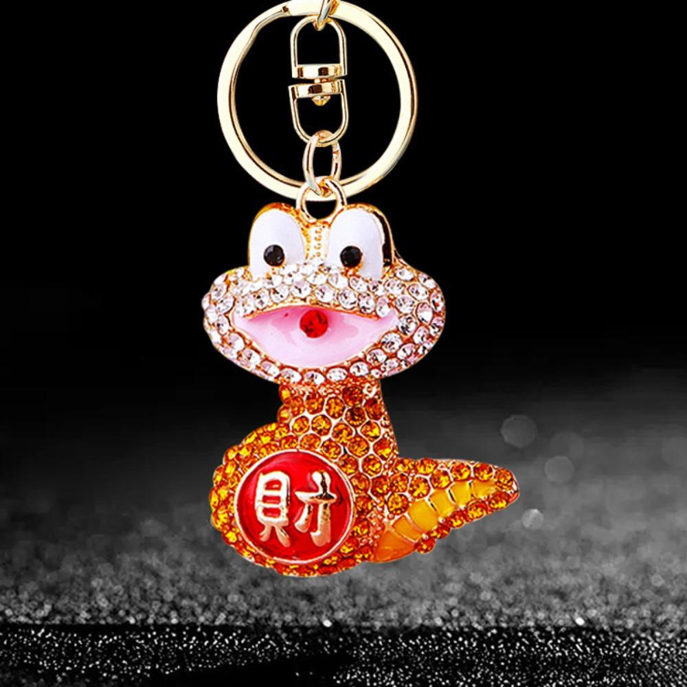 Fortune Rhinestone Snake Keychain Exquisite Women's Bag Pendant Cute Snake Lucky Pendant  Couple