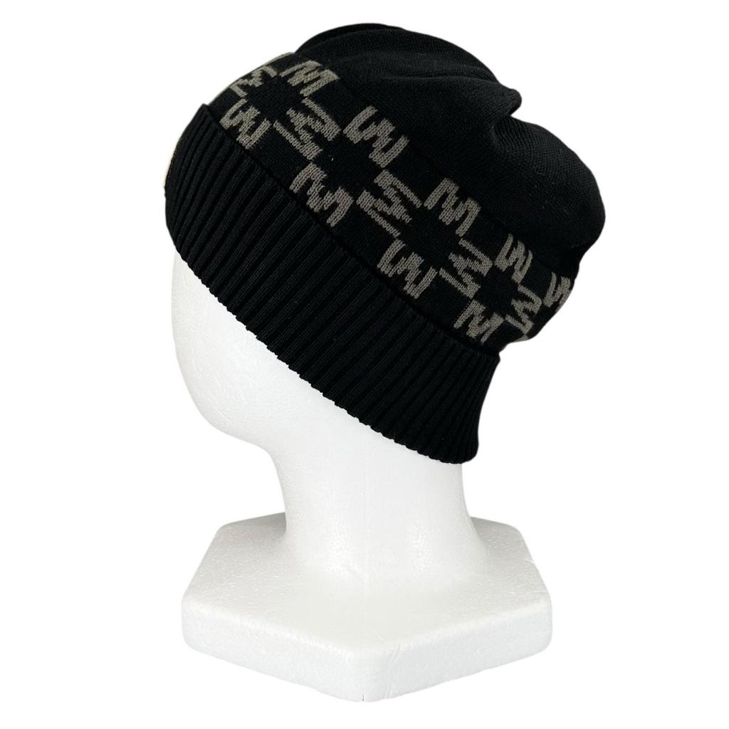 Excellent MONCLER Knit cap BERRETTO Logo patch black cotton Women Used