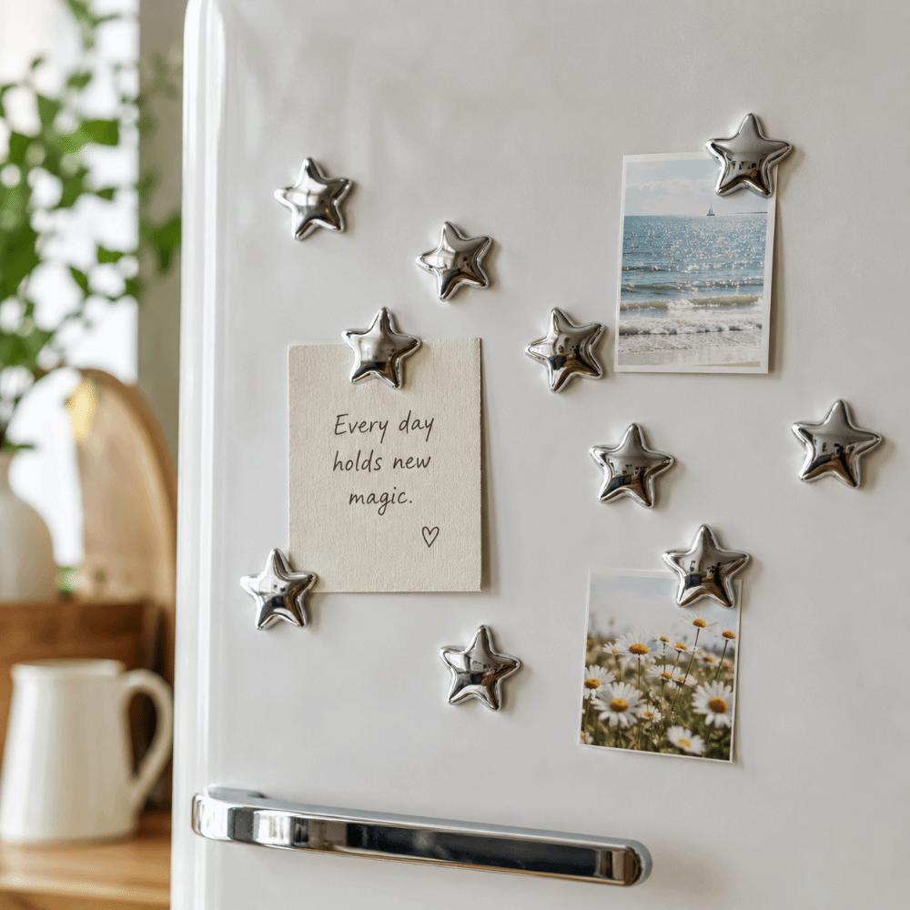5/10 pcs Strong Magnet Fridge Magnet Silver Stars Refrigerator Decals Door Mounting