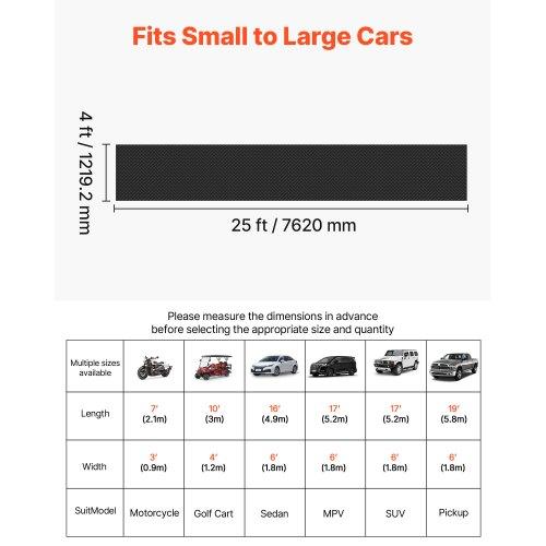 VEVOR Garage Floor Roll, 1.22 x 7.62 m Garage Flooring Mat, 3 mm Thickened Rubber Diamond Plate Floor Protector Mat, Non-Slip, Wear-resist Waterproof