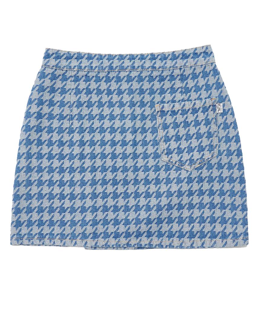 Deliscent Houndstooth Denim Skirt [Blue]