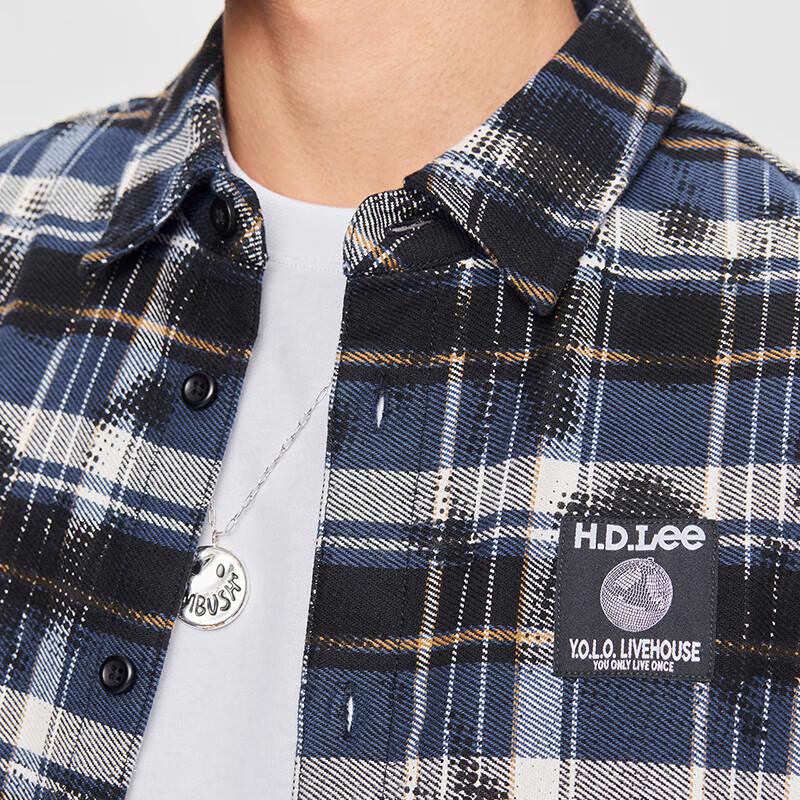 Lee Мужская рубашка в клетку с длинным рукавом, комфортного кроя, с текстурой