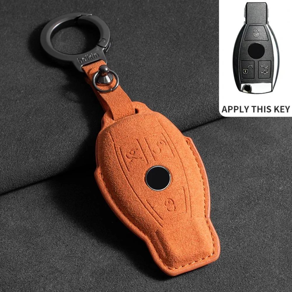 Suede Leather Car Key Case for Mercedes Benz E Class W213 W205 E200 E260 E300 E320 AMG CLA 2019 2020 Remote Fob Shell Case