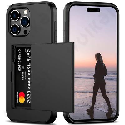 Бронированный чехол для IPhone 15 14 13 12 11 Pro Max X XR XS 7 8 Plus 2023 тонкий двойной сверхпрочный защитный чехол-кошелек со скрытым слотом для карт