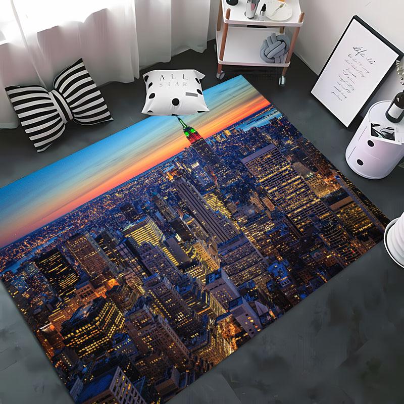 HD Printing New York City Theme Area Rug,Rugs Living Room Tapete for Bedroom Sofa Kitchen Doormat Decor,Kids Non-slip Floor Mat