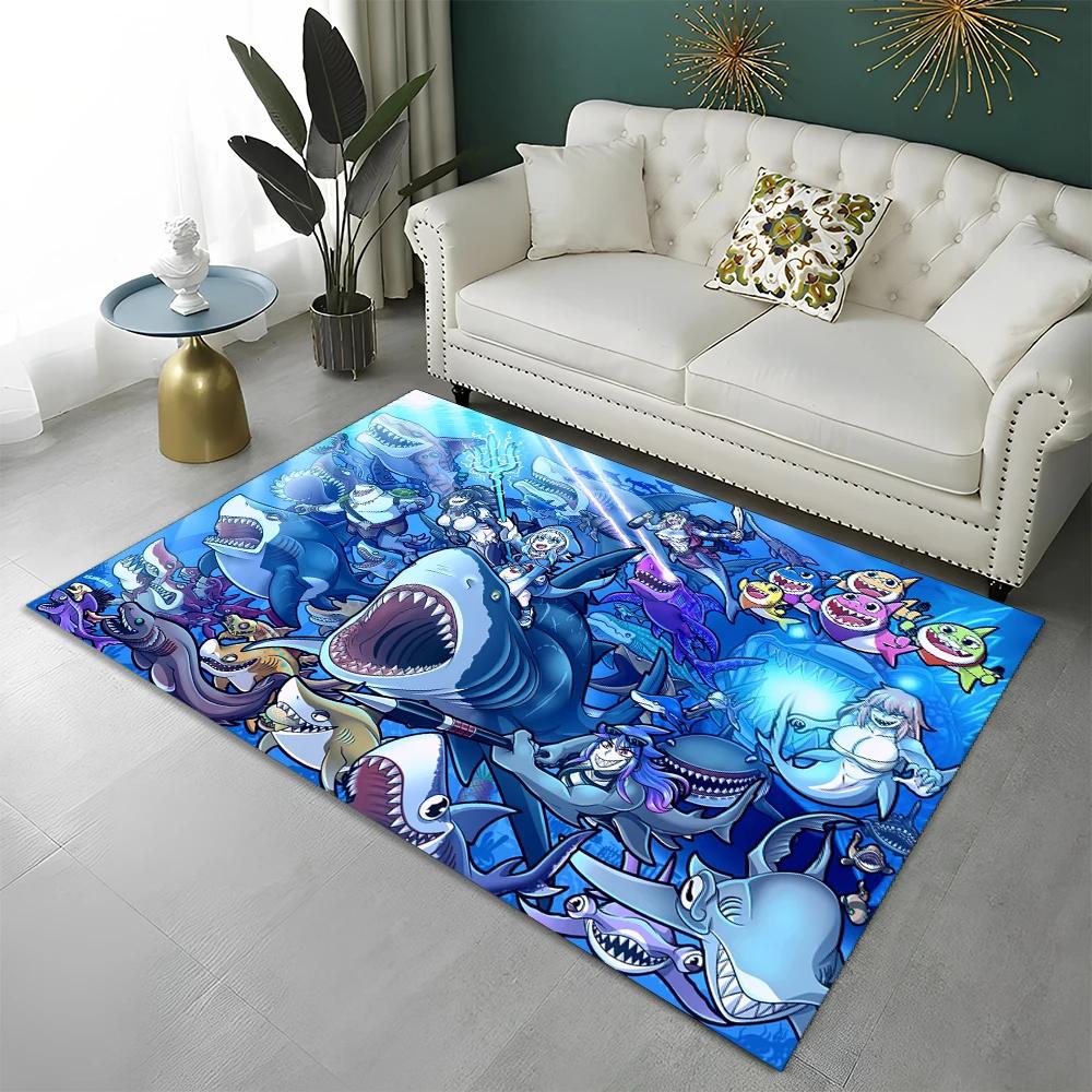 3D Cute Gawr Gura Hololive Cartoon Carpet Rug for Home Living Room Bedroom Sofa Doormat Decor,kids Area Rug Non-slip Floor Mat