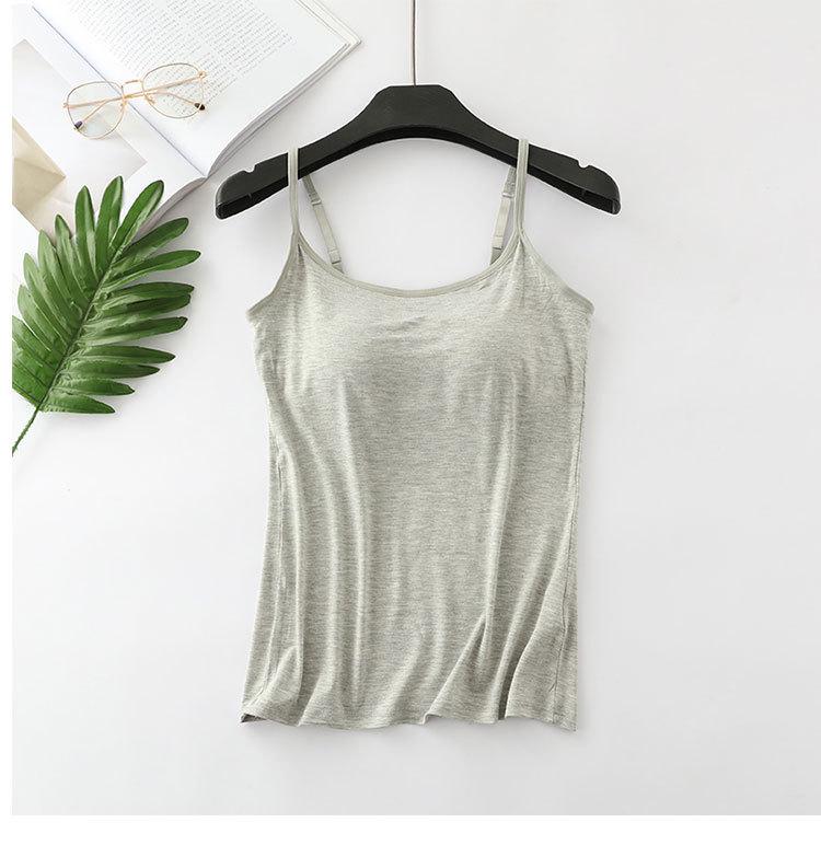 2025 New Modal Female Large Size No Steel Ring Integrated Five-finger Chest Pad Camisole Bottoming Shirt Slim Multicolor
