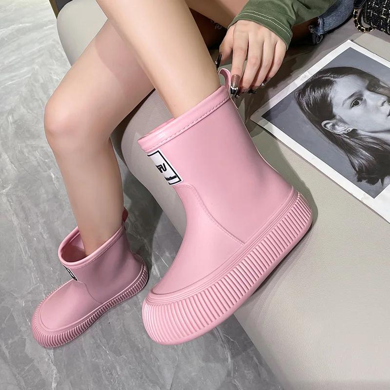 Водонепроницаемые резиновые сапоги для женщин, модная уличная одежда, резиновые сапоги с сеткой, красные, легкие, нескользящие, резиновые туфли с мягкой подошвой