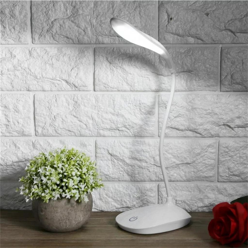 Светодиодная настольная лампа с USB-портом для зарядки, настольная лампа для чтения с регулируемой яркостью для дома, TouchControl, гибкая рабочая лампа на гибкой стойке, 3 Вт