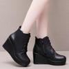 Genuine Leather Autumn Winter Women Boots Warm Plush Ankle Boots Female Wedges Boots Women Platform High Heels Shoes Size 33-43