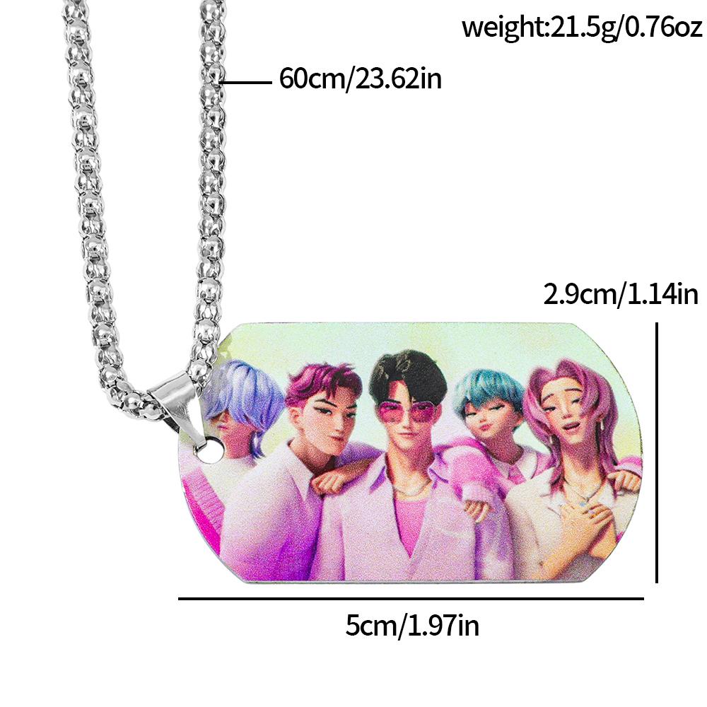 1 шт. K-Pop Охотники на демонов Руми Мира Зои Синий Тигр Подвеска из нержавеющей стали Ожерелье Унисекс Модная цепочка Ювелирные изделия Подарок для фанатов