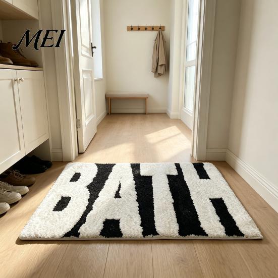 Decorative Bedroom Floor Mat Modern Bath Mat, Absorbent Non-Slip Bathroom Rug, Fun English Letters, Soft Plush Carpet Machine Washable Cozy