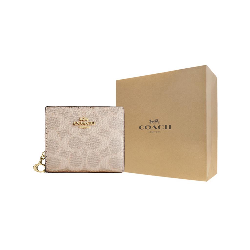 Coach Кошелек на кнопке Кошелек из покрытого холста Женский Песочный