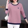 T-Shirt Tops Women Cotton Blouse Oversized Comfortable Stretch Long Sleeve T-Shirt Solid Color Round Neck Loose Tops