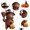 Yousheng 2Pcs Halloween Highland Cow Resin Figurine Wizard Hat Pumpkin Broom Cattle Statue Sculpture Holiday Party Decoration Ornament