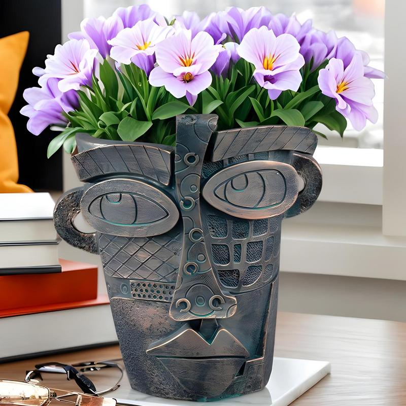 Abstract Face Planter Abstract Succulent Planter Flower Pots Colorful Interesting Vase Home Art Indoor Outdoor Fun Decoration