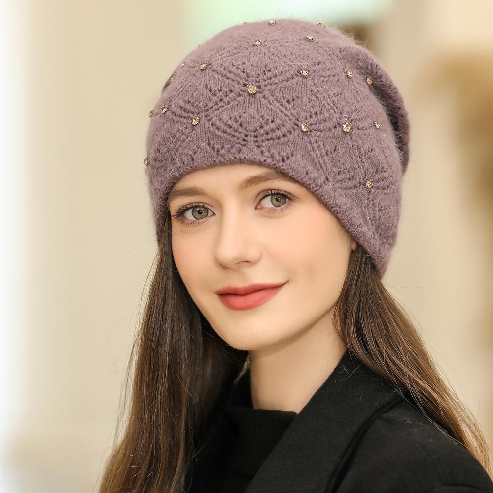 Новая женская зимняя шапка, уличная теплая шапка, модная декоративная шапка-бини для женщин, повседневная вязаная шапка