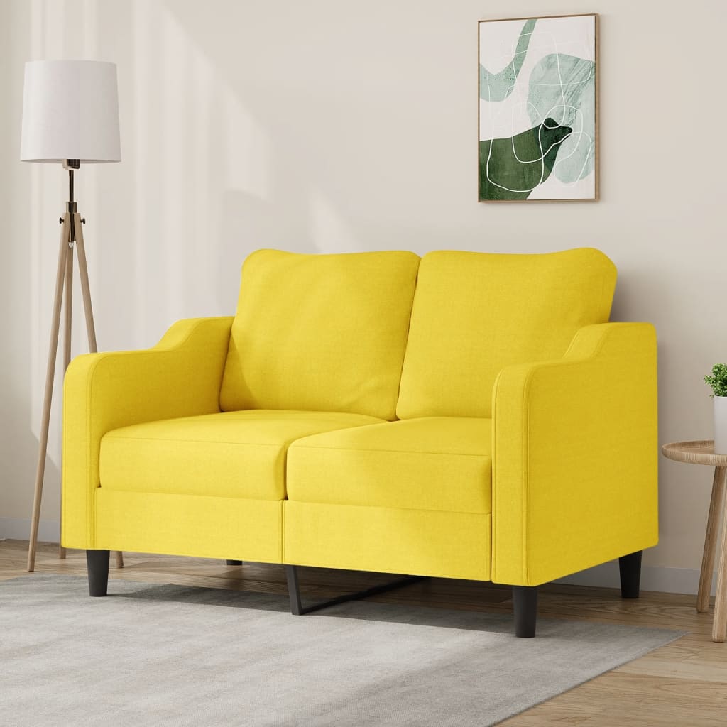 Vidaxl Sofa 2-Osobowa, Jasnożółta, 120 Cm, Tapicerowana Tkaniną